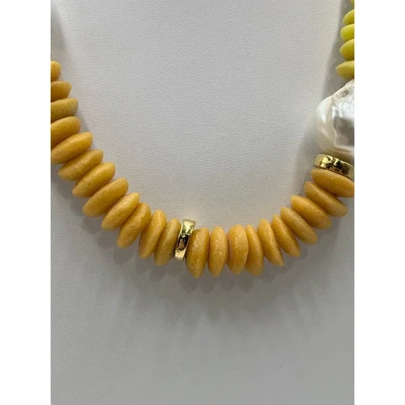 Lizzie Fortunato Signed Designer Tavira Yellow Ombre Baroque Pearl Necklace - Picture 6 of 15